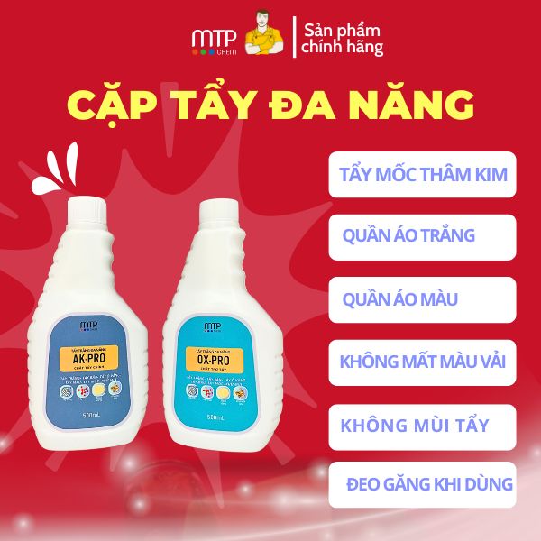Bộ tẩy quần áo đa năng AK-OX tẩy vết mốc, thâm kim,mốc vàng